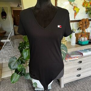 Tommy Hilfiger Black Short Sleeve Fitted Bodysuit